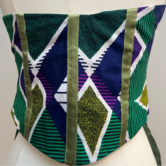 TIFFANYSLABEL AFRICAN PRINT BUSTIER TOP SIZE MEDIUM W/HIDDEN FRONT ZIPPER - Picture 5 of 5